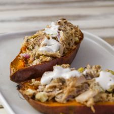 Patates douces véganes farcies au jacquier à la française
