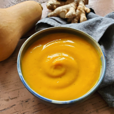 Potage de courge butternut végane gingembre et coco